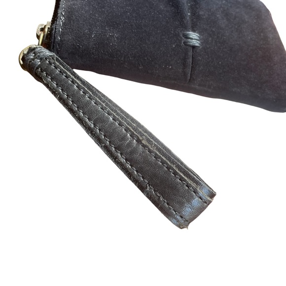 49 Square Miles Black Suede Chit Chat Phone Wallet Wristlet Zip Around - Picture 9 of 15